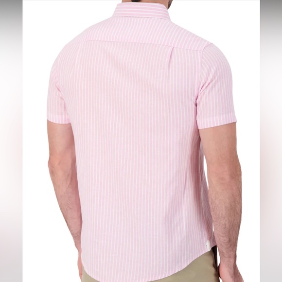 Pink striped linen/cotton blend shirt - Picture 2 of 13